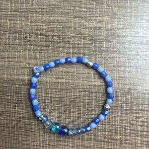 Cute Kids Blue Stretchy Beaded DIY Handmade Stylish All Blue Bracelet For Kids